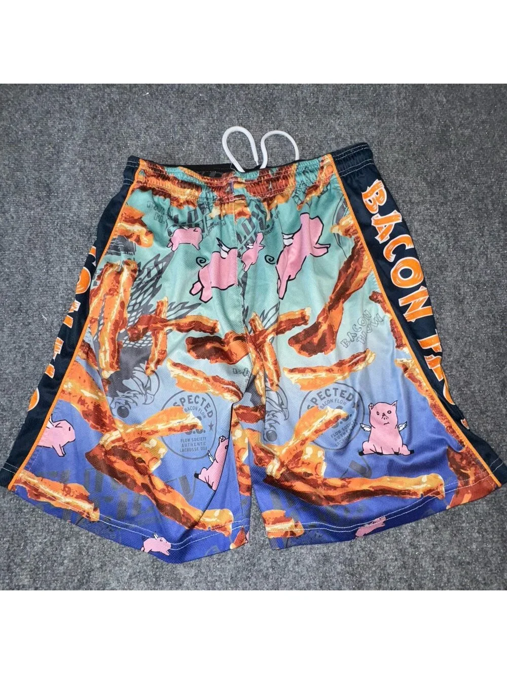 Flow Society Bacon Flow Athletic Shorts Mens MD Vtg y2k 90s Rare